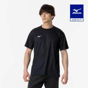 ミズノ公式 ナビドライTシャツ 半袖／丸首 ユニセックス ブラック×ホワイト｜mizuno-shop