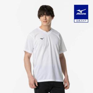 ミズノ公式 ナビドライTシャツ 半袖／V首 ユニセックス ホワイト×ブラック｜mizuno-shop