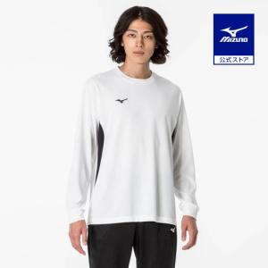 ミズノ公式 ナビドライTシャツ 長袖／切替 メンズ ホワイト×ブラック｜mizuno-shop