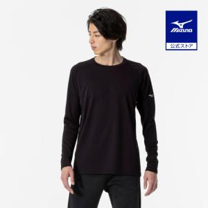 ミズノ公式  発熱素材 ブレスサーモシャツ クルーネック メンズ ブラック｜mizuno-shop