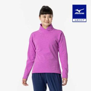 ミズノ公式 ストレッチフリースハイネックシャツ レディース ヴィヴィッドオーキッド杢 クリアランス トレーニングウェア