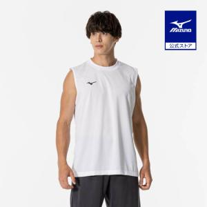 ミズノ公式 ナビドライタンクトップ 丸首 メンズ ホワイト×ブラック｜mizuno-shop