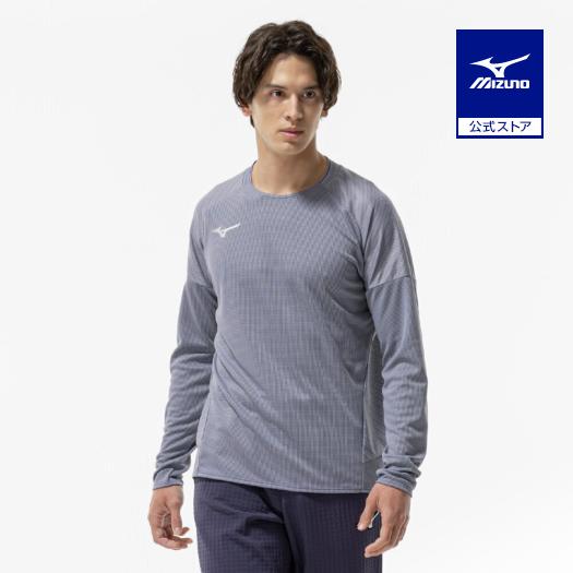 ミズノ公式  汗処理/通気 ドライエアロフローTシャツ 長袖 グラナイトグレー ユニセックス トレー...
