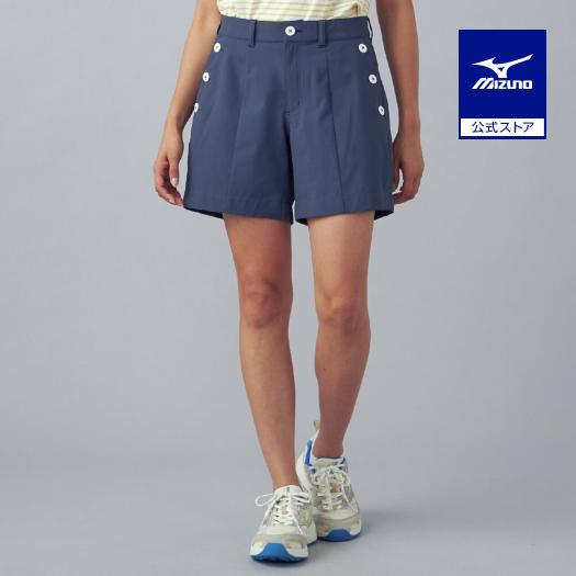 ミズノ公式 ゴルフウェア 驚2ストレッチサッカーハーフパンツ ネイビー レディース