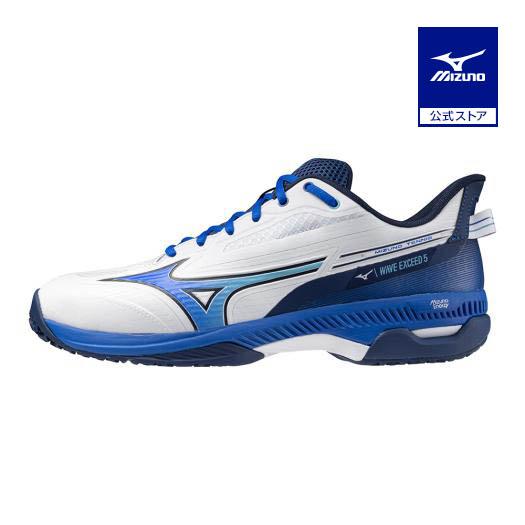 ミズノ公式 クレー/砂入り人工芝コート ウエーブエクシード5 WIDE OC ユニセックス ホワイト...