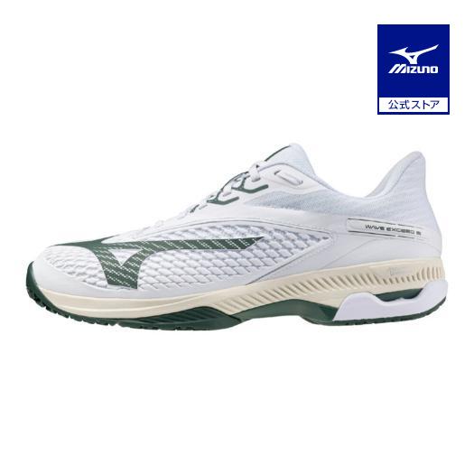 ミズノ公式 クレー/砂入り人工芝コート ウエーブエクシード 6 SW OC ホワイト×グリーン ユニ...