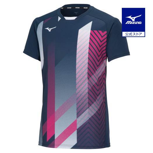 ミズノ公式 ゲームシャツ ラケットスポーツ ユニセックス ドレスネイビー