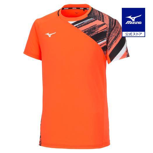 ミズノ公式 ゲームシャツ ラケットスポーツ ユニセックス ソレイユオレンジ