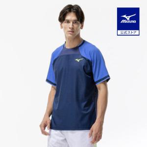 ソフトテニス バドミントン ゲームシャツ ミズノ 公式 テニス ラケットスポーツ ドライエアロフロー 汗処理 ゲームウェア メンズ レディース エステートブルー