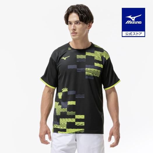 ミズノ公式 ゲームシャツ ラケットスポーツ ブラックxイエロー ユニセックス