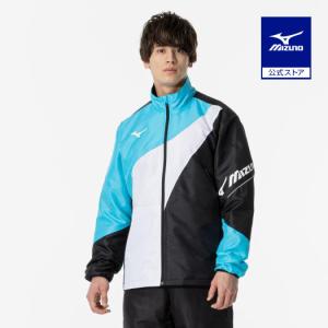 ミズノ公式 アクティブウォーマージャケット ユニセックス ブラック×ブルーアトール｜mizuno-shop