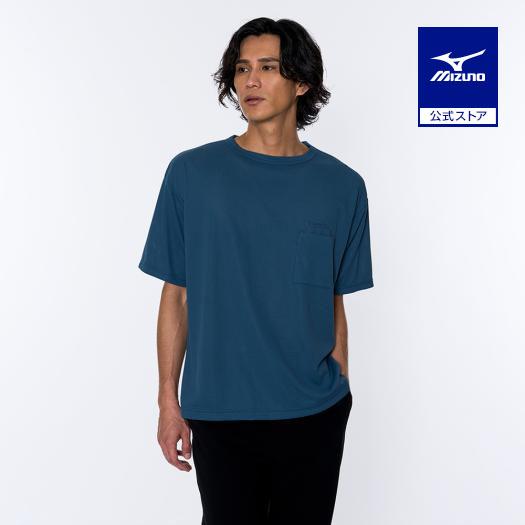 ミズノ公式  汗処理／通気 ドライエアロフローポケットTシャツ ユニセックス ティールブルー