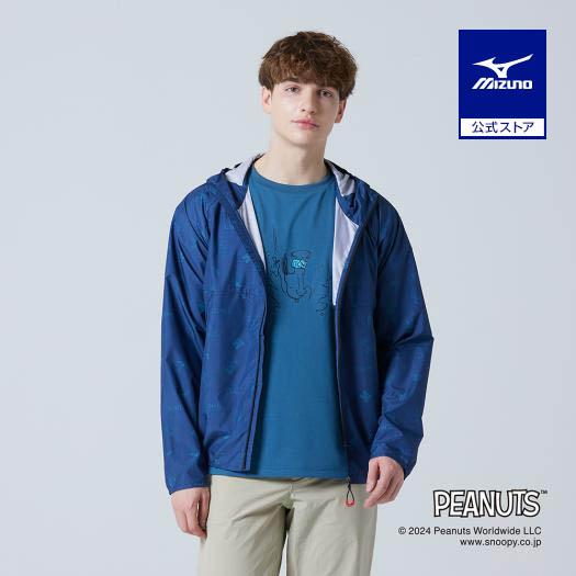 ミズノ公式 PEANUTS Compactウォーターリパレントジャケット メンズ ダークブルー 雨対...