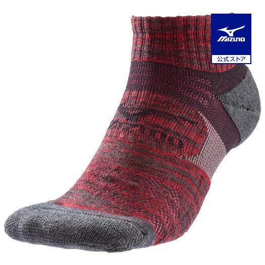 ミズノ公式 アーチプルアップサポートソックス ショート丈 メンズ レッド