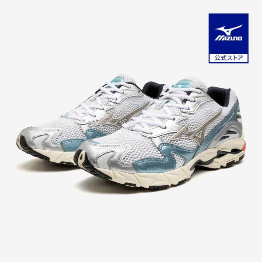 ミズノ公式 WAVE RIDER 10 ホワイト×ベージュ×スカイブルー ユニセックス