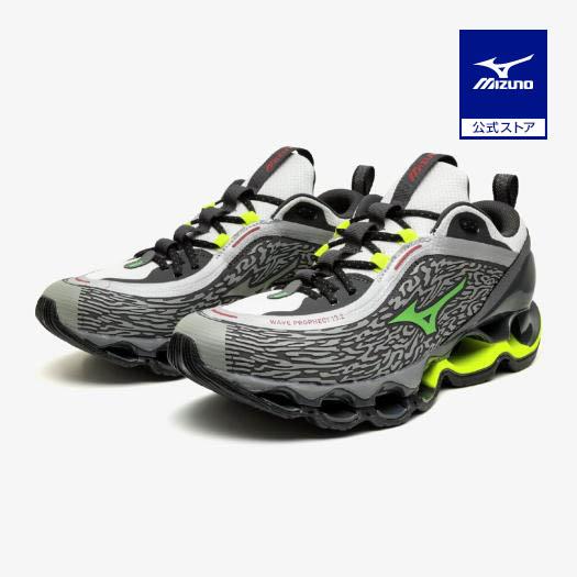 ミズノ公式 WAVE PROPHECY 13．2 ライトグレーxグリーンxライムイエロー ユニセック...
