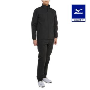 ミズノ公式 ゴルフウェア レインスーツセット 収納袋付 大きいサイズ メンズ ブラック 梅雨 雨対策 レイングッズ ゴルフ レインウェア