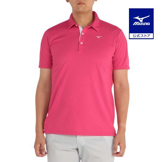 ミズノ公式  汗処理／通気 ドライエアロフロー半袖共衿シャツ メンズ ピンク 父の日
