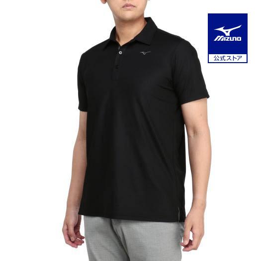 ミズノ公式 ゴルフウェア ベーシック半袖共衿シャツ メンズ ブラック