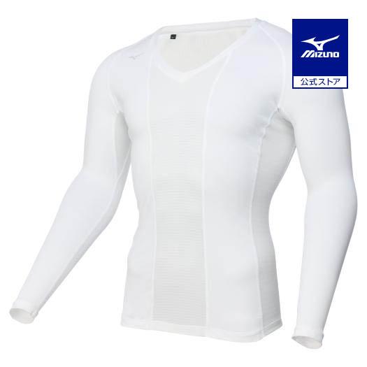 ミズノ公式 ゴルフウェア ソーラーカットスーパークールII Vネック メンズ ホワイト クリアランス
