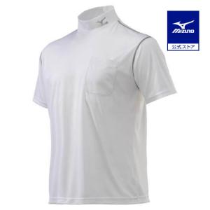 ミズノ公式 ナビドライワークシャツ半袖 ハイネック ユニセックス ホワイト×シルバー 父の日｜mizuno-shop