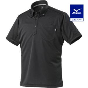 ミズノ公式 ワークボタンダウンポロシャツ 半袖 ユニセックス ブラック 父の日の商品画像