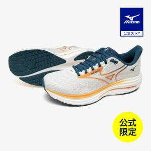 返品無料 ミズノ公式 直営店限定カラー ウエーブライダー29 ランニング メンズ ホワイト×オレンジ×ネイビー J1GC250358
