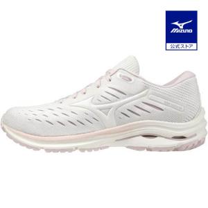 ミズノ公式 ウエーブライダー24ワイド ランニング レディース ホワイト×ホワイト×ピンク ランニングシューズ ジョギング マラソン shoes