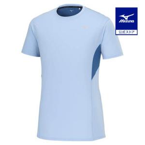 ミズノ公式  汗処理／通気 ドライエアロフローTシャツ オーロラ メンズ セルリアン｜mizuno-shop