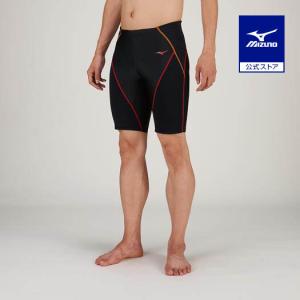 ミズノ公式 アクアフィットネス用BGスイムハーフスパッツ メンズ ブラック×レッド