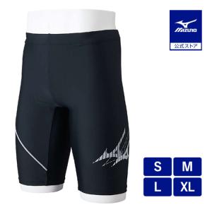ミズノ公式 アクアフィットネス用ハーフスパッツ 立体カップ付 メンズ ブラック×ライトグレー クリアランス