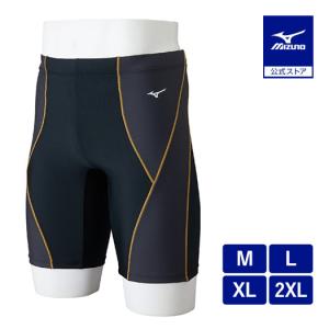 ミズノ公式 アクアフィットネス用ハーフスパッツ 立体カップ付 メンズ ブラック×グレー