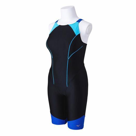 ミズノ公式 アクアフィットネス用オールインワン レディース ブラック×ライトブルー クリアランス