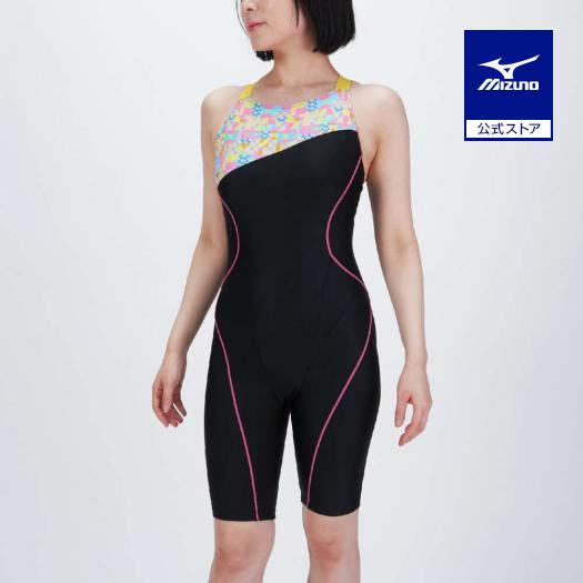 ミズノ公式 アクアフィットネス用オールインワン レディース ブラック×イエロー クリアランス