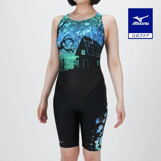ミズノ公式 アクアフィットネス用オールインワン ウィメンズ ブラック×ブルー クリアランス