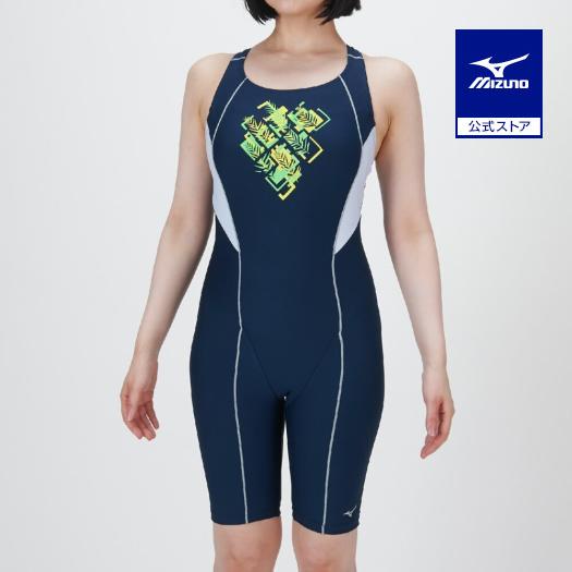 ミズノ公式 アクアフィットネス用オールインワン レディース ネイビー×イエロー クリアランス