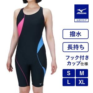 ミズノ公式 アクアフィットネス用オールインワン ブラック×ピンク×ブルー レディース クリアランス