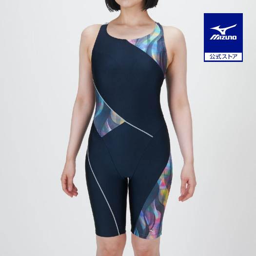 ミズノ公式 アクアフィットネス用オールインワン ウィメンズ ネイビー×ブラックレイン クリアランス