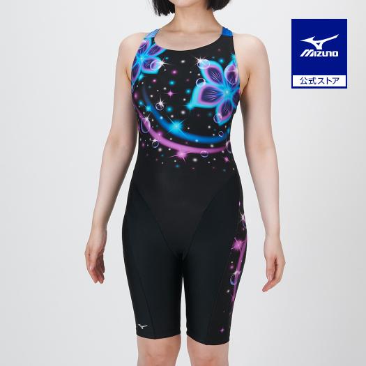 ミズノ公式 アクアフィットネス用オールインワン ブラック×ブルー レディース