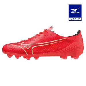 ミズノ公式 ミズノアルファ ELITE サッカー／フットボール ユニセックス フェアリーコーラル×ホワイト×ボルト｜mizuno-shop