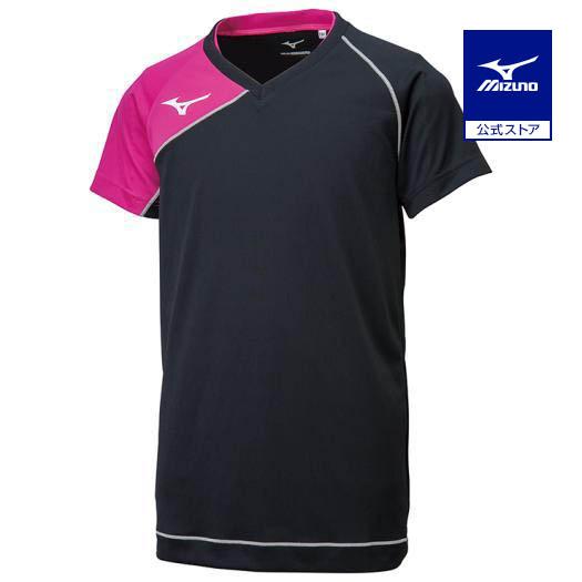 ミズノ公式 ゲームシャツ バレーボール ユニセックス ブラック×ベリーピンク