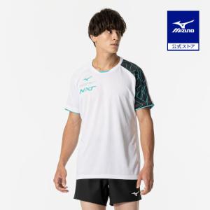 ミズノ公式 N-XTプラシャツ 半袖 バレーボール ユニセックス ホワイト×ターコイズ｜mizuno-shop