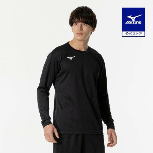 ミズノ公式 Basicプラクティスシャツ 長袖 バレーボール ユニセックス ブラック×ホワイト