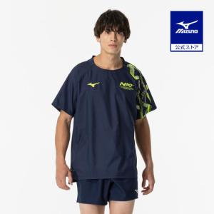 ミズノ公式 N-XTピステ 半袖 バレーボール ユニセックス ドレスネイビー×セーフティイエロー｜mizuno-shop