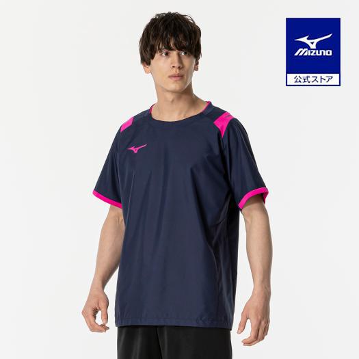 ミズノ公式 Basic半袖ピステ バレーボール ユニセックス ドレスネイビー×マゼンタ