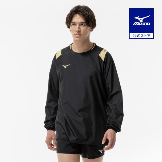 ミズノ公式 Basic長袖ピステ バレーボール  ブラック×ゴールド ユニセックス