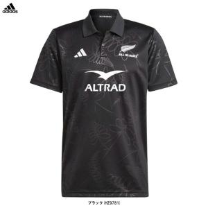 ◆メール便対応商品◆adidas（アディダス）オールブラックス ラグビー サポーターズポロシャツ（DCF43）ALL BLACKS 大きいサイズ ビッグサイズ 半袖 メンズ｜mizushimasports