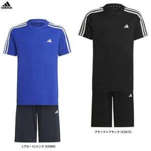 ◆メール便対応商品◆adidas（アディダス）トレイン エッセンシャルズ AEROREADY スリーストライプス 上下セット（ECM35）Tシャツ ハーフパンツ ジュニア｜ミズシマスポーツ株式会社