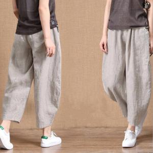 サルエルパンツ レディース パンツ 麻綿パンツ カジュアルパンツ ロング丈  無地 春夏 ボトムス 美脚 おしゃれ カジュアル 夏物 夏服 代引不可