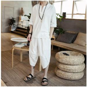 甚平 ヘンリーシャツ 綿麻上下セット セットア...の詳細画像4